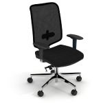 SIÈGE DE BUREAU BLOOM MAILLE/TISSU HAUTEUR AJUSTABLE A ROULETTES - NOIR -  PIÈTEMENT ALUMINIUM