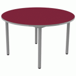 TABLE CARÉLIE RONDE Ø120 T5 STRAT POLY. CERISE GRIS/9006 - MOBIDECOR