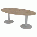 TABLE DE RÉUNION PLATEAU OVALE L.200 ORME 2 PIEDS - QUADRIFOGLIO