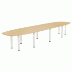 TABLE RÉUNION ELGA PIED TUBE 480 X 113 CM PLATEAU STRATIFIÉ HÊTRE/BLANC - MANUTAN COLLECTIVITÉS