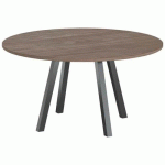 TABLE RÉUNION EVAN Ø 140 CM PIED NOIR PLATEAU NOYER - MBA