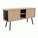 BAHUT LUMYA L 143,5 X P 40 X H 75 CM PIED MÉTAL NOIR 2 PORTES CHÊNE CLAIR