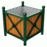 JARDINIÈRE AC/BOIS PROVINCE BOULE 80X80 CM CHÊNE/VERT 6005 - PROCITY
