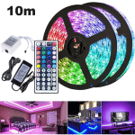 SWANEW - RUBAN LED ENSEMBLE DE BANDE LED BANDE LED RGB 5050 SMD, BANDE LED, LED NON ÉTANCHE (IP20), 10M 30 LED AVEC TÉLÉCOMMANDE 44 BOUTONS - RGB