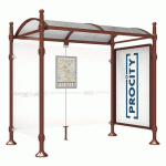 ABRI BUS PROVINCE 2.50 VITRINE 1 BAR LAT BOULE ASPECT CORTEN - PROCITY