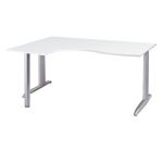 BUREAU COMPACT RETOUR À GAUCHE ACTUAL - L. 180 X P. 120 CM - PLATEAU BLANC - PIEDS L ALUMINIUM