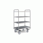 CHARIOT DE SERVICE RENFORCÉ EN INOX HUPFER - 4 PLATEAUX 1000 X 600 MM