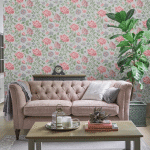 LAURA ASHLEY - PAPIER PEINT INTISSÉ TAPESTRY FLORAL SLATE GREY 1005 X 52CM GRIS, ROSE - VERT/ROSE