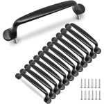 PETITES ECREVISSES - 10 PCS POIGNÉE MEUBLE CUISINE 128MM ALLIAGE D'ALUMINIUM POIGNÉES ARMOIRE PORTE AVEC VIS NOIR