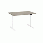 BUREAU RÉGLABLE EN HAUTEUR ÉLECTRIQUE CHÊNE GRIS ECLA ERGO PREMIUM 120 X 80 CM PIEDS BLANC