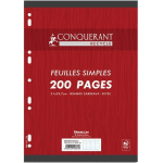 FEUILLES SIMPLES RECYCLEES A4 - GRANDS CARREAUX - CONQUERANT - SEYES 200 PAGES SOUS FILM BLANCHES