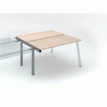 PÔLE DE 2 BUREAUX ECLA CHÊNE CLAIR L 140 X P 60 CM PIÈTEMENT MÉTAL FINITION ALUMINIUM - ÉLÉMENT SUIVANT