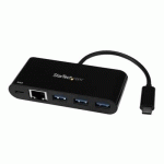 STARTECH.COM 3 PORT USB-C HUB WITH GIGABIT ETHERNET & 60W POWER DELIVERY PASSTHROUGH LAPTOP CHARGING, USB-C TO 3X USB-A (USB 3.0 SUPERSPEED 5GBPS), USB 3.1/USB 3.2 GEN 1 TYPE-C ADAPTER HUB - WINDOWS/MACOS/LINUX (HB30C3AGEPD) - CONCENTRATEUR (HUB) - 3 PORT
