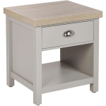 TABLE DE CHEVET AVEC PETIT PLATEAU IMITATION BOIS CLAIR ET 2 TIROIRS GRIS SYLE MODERNE CLIO BELIANI - ARGENTÉ