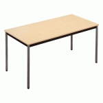 TABLE POLYVALENTE RECTANGLE - L. 140 X P. 70 CM - PLATEAU ERABLE - PIEDS GRIS
