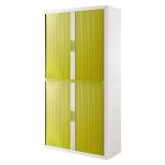 ARMOIRE POLYSTYRÈNE EASYOFFICE - A RIDEAUX - L. 110 X H. 204  CM - CORPS BLANC  - RIDEAUX VERT