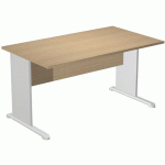 BUREAU DROIT PIEDS L FAST - 160 CM - CHÊNE - GRIS ALU/ALU