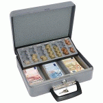COFFRET-CAISSE À MONNAIE STANDARD, EN TÔLE ACIER, GRIS