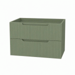 MEUBLE SALLE DE BAINS SUSPENDU 80 CM - 2 TIROIRS MDF ONDULÉ - VERT OLIVE - EMILIEN AURLANE