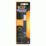 RECHARGES POUR STYLO BIC GELOCITY QUICK DRY BLEU - BLISTER DE 2