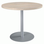 TABLE DE RÉUNION RONDE ECLA CHÊNE GRIS Ø 100 CM PIÈTEMENT ALUMINIUM