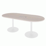 TABLE OVALE L 210 CM CHÊNE GRIS PIÈTEMENT BLANC EXCELLENS