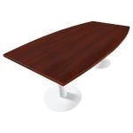 TABLE TONNEAU ACTUAL L. 200 X 100 CM - PLATEAU WENGÉ - PIÈTEMENT TULIPE BLANC