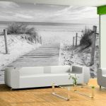 ARTGEIST - PAPIER PEINT ADHÉSIF SUR LA PLAGE NB - 98 X 70 CM - NOIR ET BLANC