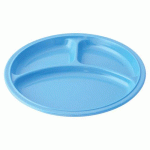 ASSIETTES RONDES 3 COMPARTIMENTS MÉLAMINE - Ø 215 CM - BLEU - PLASTOREX