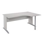 BUREAU COMPACT RETOUR À DROITE EVOLUTION 2 - L. 160 X P. 110 CM - PLATEAU 'GRIS' - PIEDS L 'GRIS'.