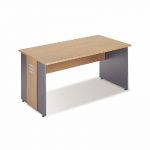 BUREAU DROIT AXIOME - L. 160 X P. 80 CM - PLATEAU MERISIER AXIOME - PIEDS PLEINS ANTHRACITE