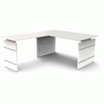 BUREAU RÉGLABLE FORM4 L 1600 MM + EXTENSION L 1000 MM BLANC - KERKMANN