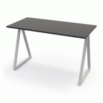 BUREAU TÉLÉTRAVAIL LV9 H.74 X L.110 X P.60 CM PLATEAU NOIR PIÈTEMENT BLANC