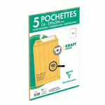 LOT DE 50 - PAQUET DE 5 POCHETTES KRAFT ADOUR BRUN C4-229X324MM - AUTO-ADHÉSIVES - 90G/M2 - BRUN