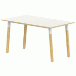 TABLE 4 PIEDS INCL. MÉTAL/BOIS 200X80 T6 STRAT ABS BLANC/ALU