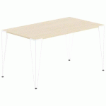 TABLE RÉUNION LORI 140 X 80 CM PLATEAU CHÊNE CLAIR PIED BLANC - MBA