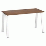BUREAU DROIT INDIVIDUEL NOYER 140 X 60 CM, PIÉTEMENT MÉTAL BLANC - ARCH