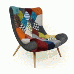 FAUTEUIL SCANDINAVE ROMILLY TISSU PATCHWORK - MULTICOLORE