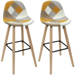 THE HOME DECO FACTORY - SET DE 2 TABOURETS DE BAR PATCHWORK - JAUNE