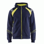 SWEAT ZIPPÉ À CAPUCHE MARINE/JAUNE FLUORESCENT TAILLE XS - BLAKLADER