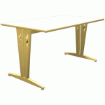 TABLE IRISS 140 X 80 CM DL - STRATIFIÉ BLANC/HÊTRE NATUREL