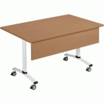 TABLE PLIANTE AXE RECTANGLE + VDF 120X68 CM HÊTRE/BLANC - MANUTAN EXPERT