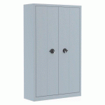 ARMOIRE MÉTAL PORTES PLIANTES MONOBLOC ELHIT H 198 X L 120 X P 43 CM GRIS CLAIR