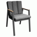 FAUTEUIL LEATHER TECK/ALU COUSSIN - GRAPHITE - PROLOISIRS