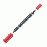 MARQUEUR PERMANENT STAEDTLER LUMOCOLOR DUO 348 POINTES PINCEAU 0,6 MM ET OGIVE 1,5 MM ROUGE