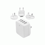 STARTECH.COM CHARGEUR MURAL USB À 4 PORTS - (34 W/6,8 A) - CHARGEUR DE VOYAGE INTERNATIONAL - BLANC