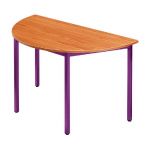 TABLE MODULAIRE DOMINO 1/2 ROND - L. 120 X P. 60 CM - PLATEAU TECK - PIEDS PRUNE