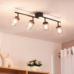 LINDBY SPOT KATJANA, 4 LAMPES, 70,5 CM DE LONG, VERRE FUMÉ