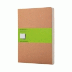 SET DE 3 CAHIERS MOLESKINE KRAFT 19 X 25 CM IVOIRE SANS QUADRILLAGE 120 PAGES