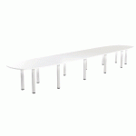 TABLE RÉUNION ELGA PIED TUBE 600 X 113 CM PLATEAU STRATIFIÉ BLANC/BLANC - MANUTAN COLLECTIVITÉS